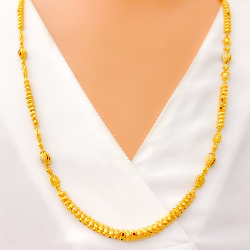 Beautiful Etched 22k Gold Long Necklace 