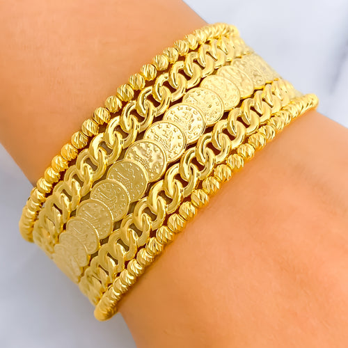Extravagant 21k Gold Coin Bangle Bracelet