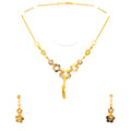 Reflective Floral 22k Gold Necklace Set 