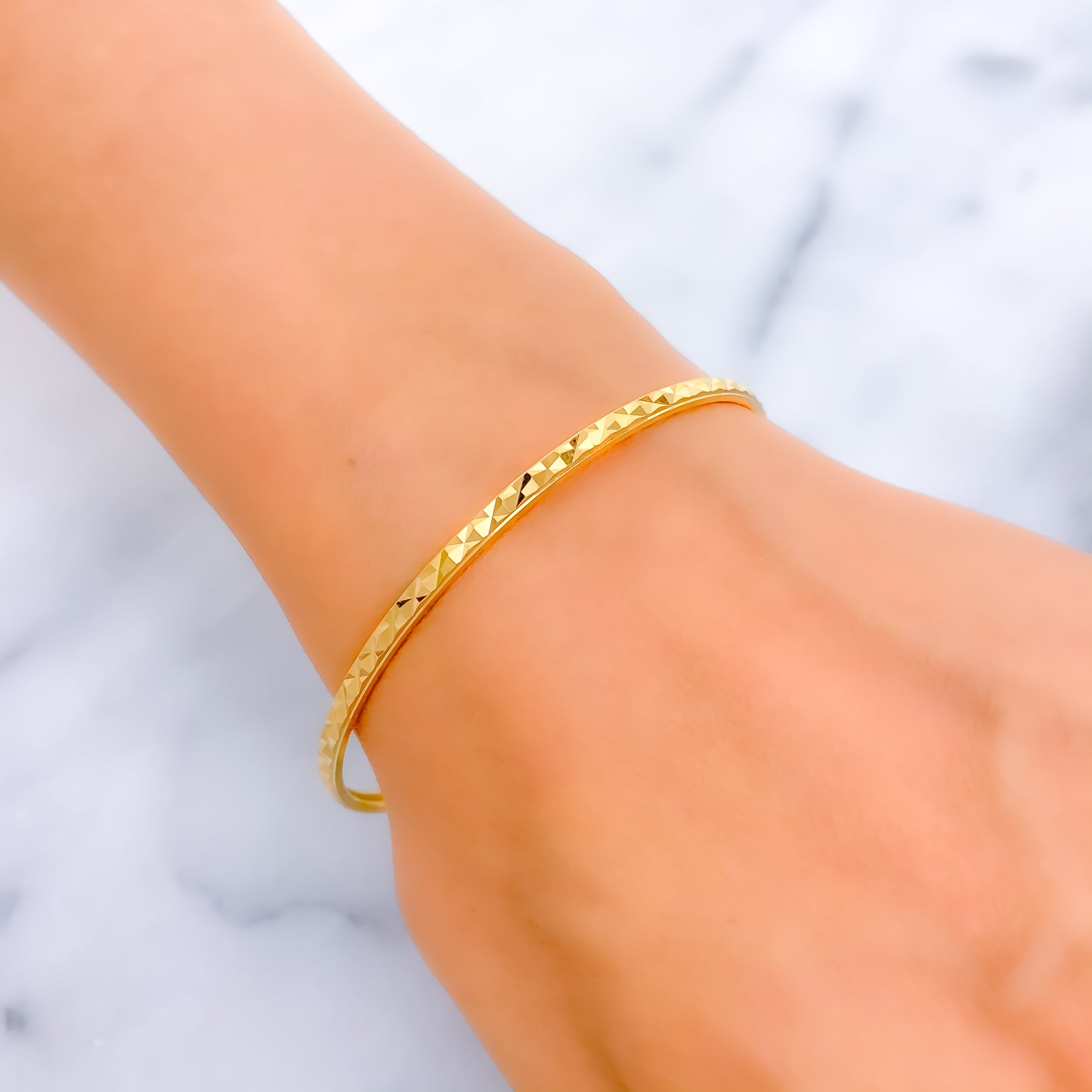 Gold Bangles Women's Simple Bracelets Thin Everyday Glowing