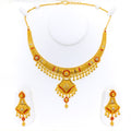 Traditional Vibrant Decorative 22k Gold Necklace Set 