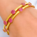 Festive Lush 22k Gold CZ Bangle Pair 