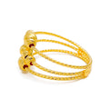 Posh Ritzy Triple Row 22K Gold Ring