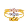 Radiant Three Colored 22K Gold Ring 