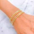 Alternating Striped 22k Gold Bangle Pair