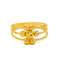 Exquisite Beaded Flower 22K Gold Ring 