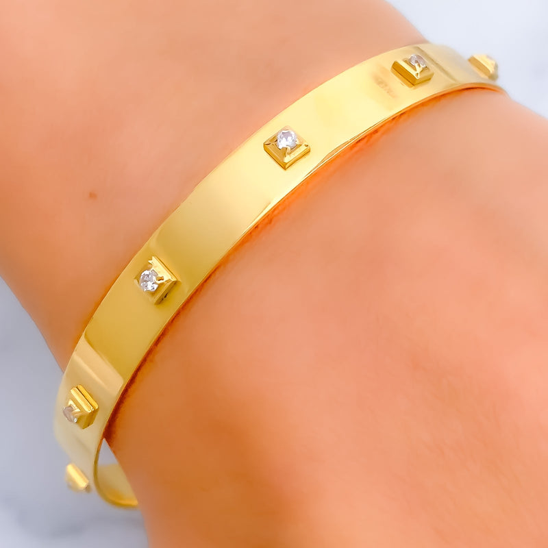 Timeless Square Accented 22k Gold CZ Bangle 