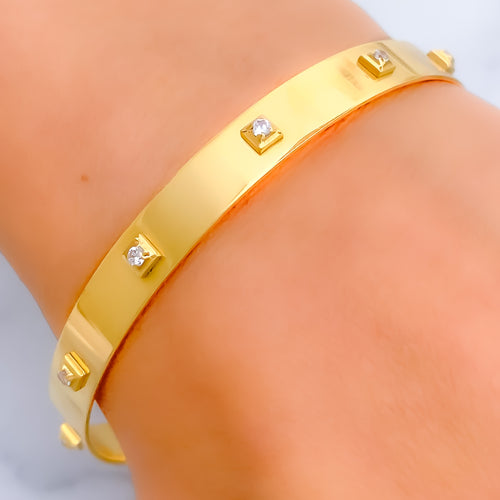 Timeless Square Accented 22k Gold CZ Bangle 