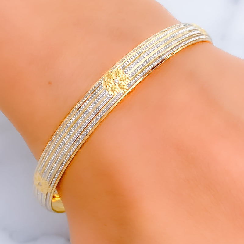 Stylish Subtle 22k Gold Flower Bangle 