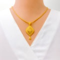 Delightful Marquise Flower 22k Gold Pendant Set 