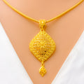 Delightful Marquise Flower 22k Gold Pendant Set 