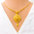 Delightful Marquise Flower 22k Gold Pendant Set 