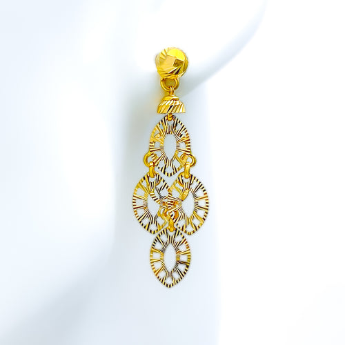Dazzling Leaf Adorned 22k Gold Earrings 