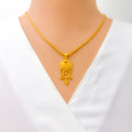 Decorative Dangling 22k Gold Pendant Set 