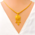 Decorative Dangling 22k Gold Pendant Set 