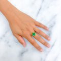 Impressive Malachite 21K Gold Clover Ring