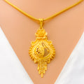 Charming Netted Drop 22k Gold Pendant Set 
