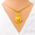 Charming Netted Drop 22k Gold Pendant Set 