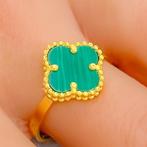 Exclusive Malachite 21K Gold Clover Ring