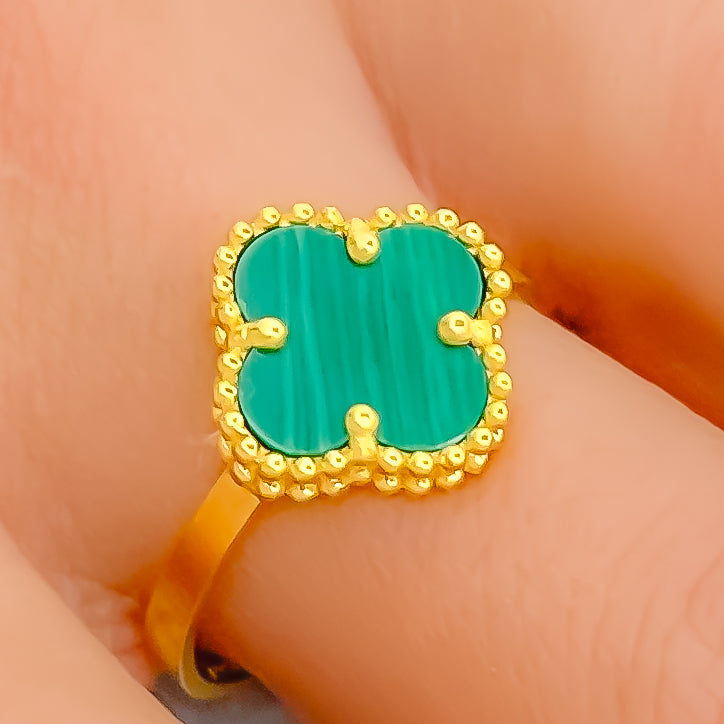 Majestic Malachite 21K Gold Clover Ring