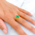 Majestic Malachite 21K Gold Clover Ring