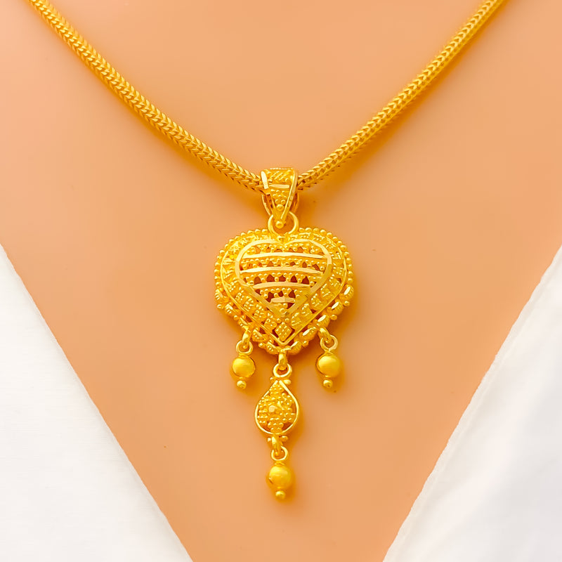 Exclusive Heart Shaped 22k Gold Pendant Set 