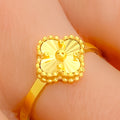 Shimmering Ornamental 21k Gold Clover Ring