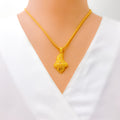 Unique Traditional Motif 22k Gold Pendant Set 