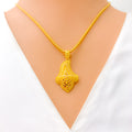 Unique Traditional Motif 22k Gold Pendant Set 