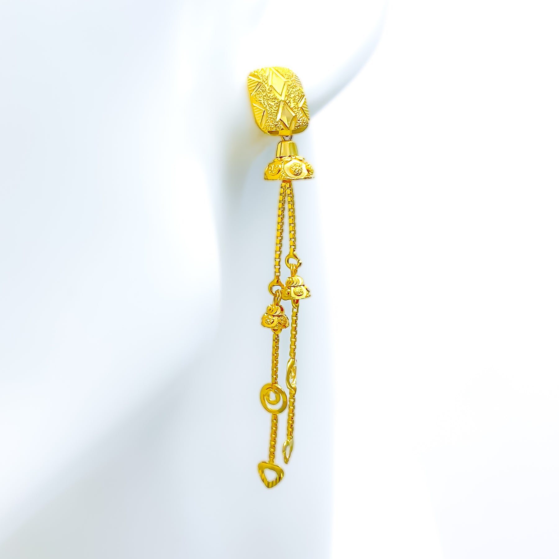 Buy Sree kumaran Thangamaligai Yellow Gold 22K Latest Traditional Trendy Gold  Jewellery Special Fancy Casting Stone Drops Hanging Stud Earrings For Women  And Girls at Amazon.in