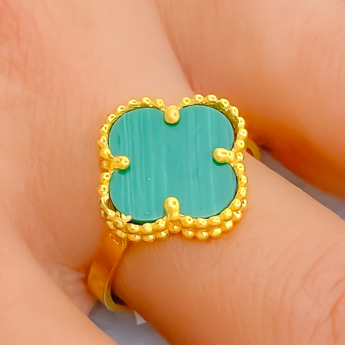 Ethereal Malachite 21K Gold Clover Ring