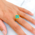 Ethereal Malachite 21K Gold Clover Ring