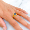 Ornate Black Onyx 21K Gold Clover Ring