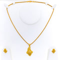Unique Traditional Motif 22k Gold Pendant Set 