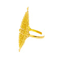 Intricate Beaded Motif 22k Gold Elongated Ring