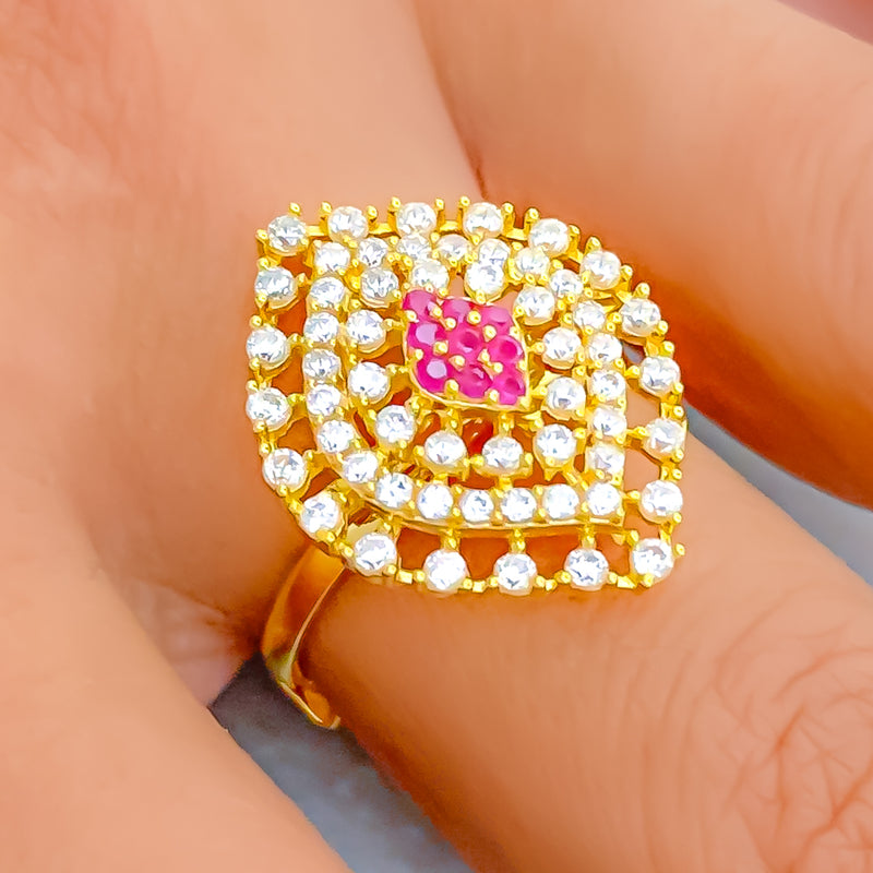 Fascinating Marquise 22k Gold CZ Ring 