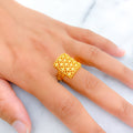 Unique Honeycomb 22k Gold CZ Ring 