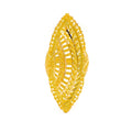 Glossy Asymmetrical Leaf 22k Gold Elongated Ring 