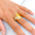 Extravagant Checkered 22k Gold Overlapping CZ Ring 