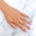 Dainty Blooming Flower 22k Gold CZ Ring 