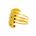 Vibrant Festive 22K Gold Spiral Meena Ring 