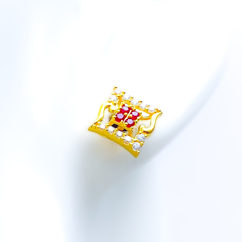 vibrant-red-22k-gold-cz-earrings
