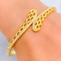 Lavish Overlapping 22k Gold CZ Bangle Bracelet