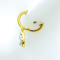 Decorative Drop 18K Gold + Diamond Bali Earrings 