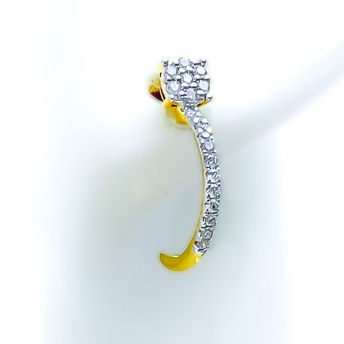 Stunning Posh 18K Gold + Diamond Half Bali Earrings 