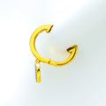 Dangling Dainty Heart 18K Gold + Diamond Bali Earrings 