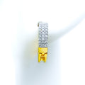 Dressy Triple Lined 18K Gold + Diamond Bali Earrings 