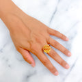 Dome Netted Floral 22k Gold Ring 