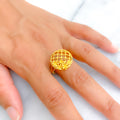 Dome Netted Floral 22k Gold Ring 