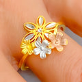 Vibrant Floral Cluster 22k Gold Ring 